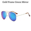 Classic gold frame aviator sunglasses with green mercury mirrored lenses and double bridge - D06 Y-1 / Gold Frame Green Mirror
