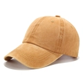 Vintage washed ginger cotton baseball cap with curved brim and distressed look - Adjustable / Washed Yellow