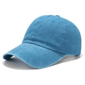 Navy blue washed cotton baseball cap with vintage finish and curved brim in 3D view - Adjustable / Washed Blue