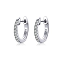 Eleganti orecchini a cerchio in argento sterling S925 con pavé di zirconi bianchi lucidi - Argento / Zirconia Bianca