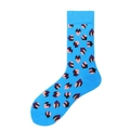 Chaussettes tricotées bleu ciel avec motifs cubes 3D colorés pour hommes et femmes - Motif de Cubes Géométriques 3D Bleu