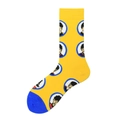 Chaussettes jaunes avec motifs de personnages bleus et détails contrastés bleu au talon - Motif Avatar de Dessin Animé Jaune