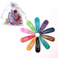 Detail showing colorful candy-colored metal hair clips arranged in a creative flower shape - Dark Color (10 Pieces)