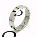 Bague en acier inoxydable argenté poli avec bord biseauté élégant pour hommes et femmes - US 7 / 6mm Couleur Acier