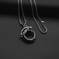 Silberner Drachenring-Anhänger mit Vintage-Boxkette für Herren im Retro-Stil - Ouroboros-Schlange