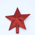 Dettaglio stella di Natale rossa glitterata con finitura materica e base di montaggio - 15CM / Rosso