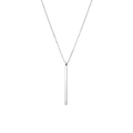 Minimalist silver rectangular bar pendant necklace on a polished stainless steel O-chain - Steel