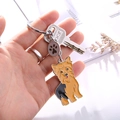Yorkshire Terrier metal keychain with small paw print charm and engraved key - Yorkie + Paw