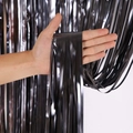 Matte black fringe curtain for party backdrop decoration with metallic finish - 1x2 Meters / Matte Black
