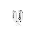 Polished silver metal U-shaped alphabet bead charm with textured detail for bracelets - Letter U / Silver