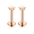 Close-up of rose gold star-shaped stainless steel ear studs with a polished finish - Five-star / Rose Gold
