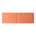 Minimalist light orange-pink cross-grain leather card wallet with elastic band - Orange