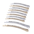 Set van fonkelende strass metalen haarspelden in goud en zilver op een witte achtergrond - 10 Stuks Verpakking / Tweekleurig Goud & Zilver