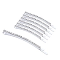 Set of 8 silver rhinestone hair clips in a minimalist single row crystal design - 10 Pieces Pack / Silver (B4104)