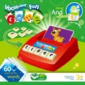 Educational spelling game detail with alphabet tiles and animal flashcards on red base - 30 Cards + 26 Lowercase Letters Boxed 240g