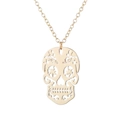 Goldene Edelstahl-Halskette mit hohlem Totenkopf-Anhänger an einer feinen Kette - Gold