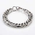 Bracciale da uomo in acciaio inossidabile 316L argento lucido a doppia trama - 13mm / Color Acciaio