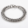 Bracciale da uomo in acciaio inossidabile 316L lucido, catena a doppia trama con moschettone - 11mm / Color Acciaio