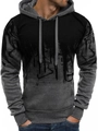 Détail d'un sweat à capuche pour homme avec dégradé gris-noir et motif abstrait - M / Dégradé Gris Noir