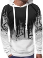 Détail du dégradé d'encre noir et blanc sur un sweat à capuche pour hommes à manches - M / Dégradé Noir et Blanc