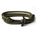 Bracelet fait main en paracorde verte avec un fermoir élégant en forme d'ancre noire - Corde Vert Armée