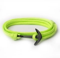 Bracciale multistrato in nylon intrecciato verde neon con chiusura ad ancora nera - Corda Verde Fluorescente