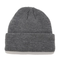 Detail view of dark grey knitted beanie showing thick ribbed texture and folded brim - M / Dark Gray