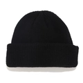 Close-up of black ribbed knit beanie showing high-quality texture and stitching details - M / Black