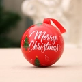 Bola de Navidad de hojalata roja con texto blanco Merry Christmas y cinta - Árbol de Navidad / Rojo