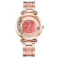 Elegant rose gold watch for women featuring pink glitter dial and floating crystals - Pink