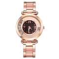 Elegant rose gold watch with floating rhinestones and a starry sky dial for women - Black