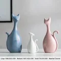 Nordic Morandi ceramic cat figurines set of 3 for minimalist home decor in blue pink and white - Pink Blue White Cat Trio