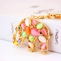 Golden elephant keychain with colorful cat eye stones and sparkling crystals - Colorful Elephant 633
