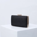 Elegant black sequin evening clutch bag with gold metal frame and rectangular box structure - Green