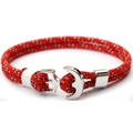 Woven red anchor bracelet with durable 550 paracord and silver nautical buckle - Red Yellow Black