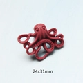 Red octopus resin charm for DIY phone cases and crafts, size 24x31mm with smooth finish - Dark Red Octopus