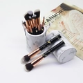 Portable 10-piece marble pattern makeup brush set with elegant cylindrical storage case - Black In Storage Tube