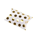 Mini scatola regalo a cuscino con eleganti pois dorati su carta bianca di alta qualità - Pois Dorati