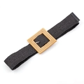 Elastic black woven straw belt with a square bamboo texture buckle for casual wear - 905 Black (Bamboo Square Buckle)