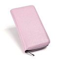 Long leather RFID card wallet in lavender purple with a premium pebble texture finish - Lavender