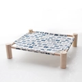 Solid wood pet hammock with cat pattern canvas, suitable for cats and small dogs - Blue Cat (White Base)