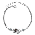 S925 sterling silver heart projection bracelet featuring dual chain and clear zircons - White Gold
