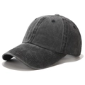 Washed dark grey cotton baseball cap with vintage distressed finish and curved brim - Adjustable / Washed Deep Black