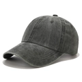 Unisex washed dark grey baseball cap with vintage distressed texture and curved brim - Adjustable / Washed Black Green
