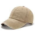 Classic washed cotton baseball cap in khaki, featuring a vintage distressed finish - Adjustable / Washed Khaki