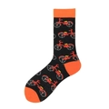 Chaussettes noires avec motif vélo coloré et touches orange pour un style décontracté - Noir avec Motif de Vélo Orange