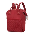Waterproof dark red nylon diaper backpack with diamond quilted pocket and gold hardware - Burgundy