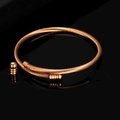 Elegant 3mm rose gold twisted cable open bangle with round ball ends for women - Rose Gold