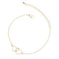 Detail of gold-plated stainless steel double heart charm bracelet with adjustable lobster clasp - Gold