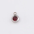 Round stainless steel pendant with a vibrant red July birthstone setting for DIY jewelry - Dark Red